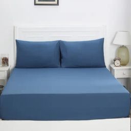Maspar Colorart Slumber Blue 200 TC Cotton Queen Size Bed Sheet with 2 Pillow Cover-picture-21