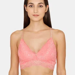 Zivame Pink Lace Non-Padded Double Layered Bralette-image-40