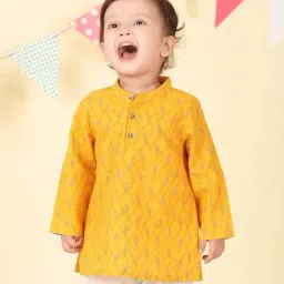 Fabindia Boys Yellow Cotton Printed Kurta-picture-32