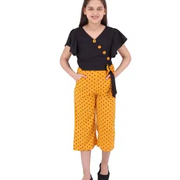 Cutecumber Kids Black & Yellow PrintedJumpsuit image 1