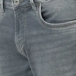 Spykar Blue Cotton Blend Slim Solid Jeans image 5