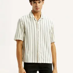 Levi's Men's Striped Off White Boxy Fit Camp Shirt-picture-45