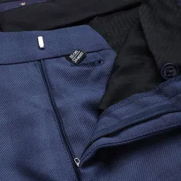 Louis Philippe Men Blue Checked Slim Fit Single-Breasted Formal Suit image 4