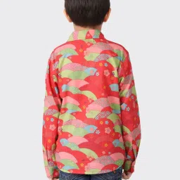 Fabindia Kids Red & Green Cotton Printed Kurta image 2