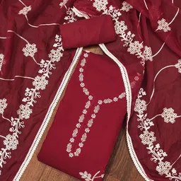 SHADOW & SAINING Floral Embroidered Zari Semi-Stitched Dress Material-picture-16