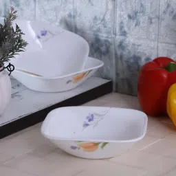 Corelle Begonia Vitrelle Glass Square Curry Bowls (680 ml) - Set of 6 image 1