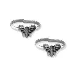 Taraash 92.5 Sterling Silver Antique Butterfly Toe Rings for Women image 2