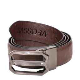 SASSORA Brown Leather Reversible Belt for Men-picture-13