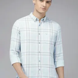 The Bear House Light Blue Slim Fit Check Cotton Shirt-picture-18