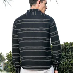 Thomas Scott Black Slim Fit Stripes Shirt image 2