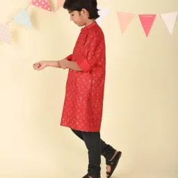 Fabindia Boys Red Printed Kurta image 3