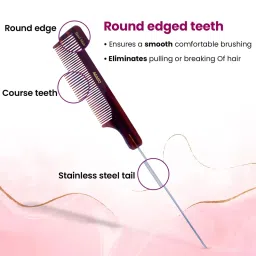 Agaro Hand Made Tail Comb with Brown Steel Pin image 3