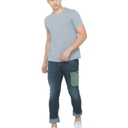 Spykar Royal Blue Cotton Regular Fit Self Pattern Jeans image 5