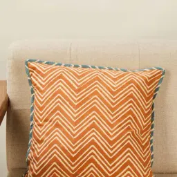 Fabindia Jaisalmer Orange Cotton Cushion Cover-image-93
