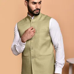 PRINTCULTR Textured Woven Nehru Jacket image 4