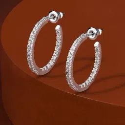 Accessorize London Sterling Silver Sparkle Hoops Earrings-picture-29