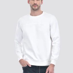 NUMERO UNO White Regular Fit Solid Round Neck Brushed Fleece Pullovers Sweatshirt-picture-40