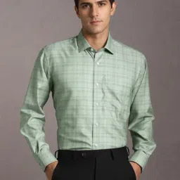 Louis Philippe Green Cotton Regular Fit Checks Shirt-picture-16