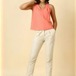 Allen Solly Peach Cotton Linen Regular Fit Top image 4
