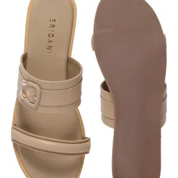 ERIDANI Women Solid Open Toe Zania Slip-on Flats with Buckles image 5