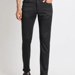 Turtle Grey Knitted Ultra Slim Fit Self Design Trousers-picture-21