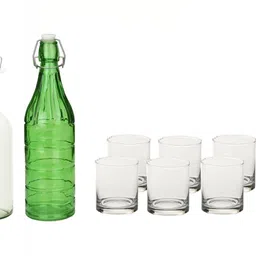 1ST TIME Green & Transparent Glass Solid Water Bottle-picture-14