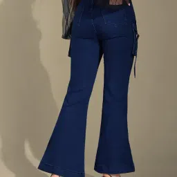 Life With Pockets Black Solid Flare Fit Jeans-picture-31