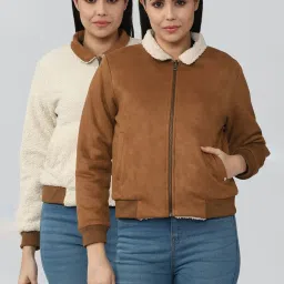 Van Heusen Beige & Brown Cotton Regular Fit Reversible Jacket image 1