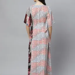 Cottinfab White Printed Kaftan Nighty image 2