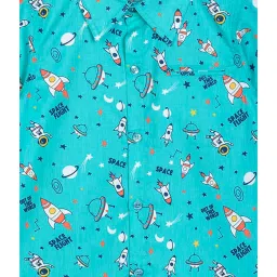 Budding Bees Kids Aqua Blue Printed Shirt image 3