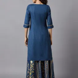 Aurelia Blue Embroidered Straight Kurta image 2