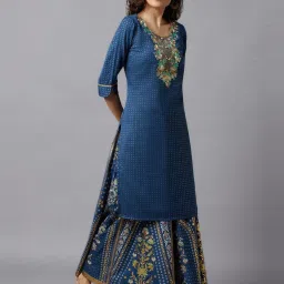 Aurelia Blue Embroidered Straight Kurta image 4