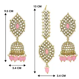 Peora Golden Pink Kundan Set for Women image 4