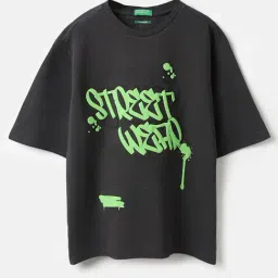 United Colors of Benetton Boys Dark Grey Cotton Printed T-Shirt-image-27