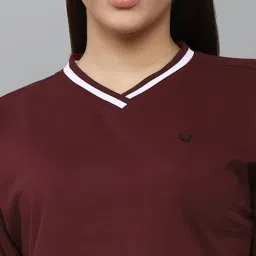 Allen Solly Maroon Cotton Regular Fit Crop Sweatshirt image 5