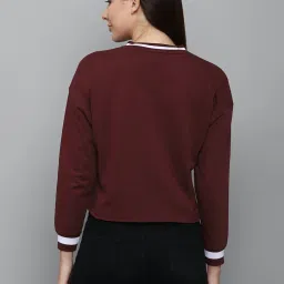 Allen Solly Maroon Cotton Regular Fit Crop Sweatshirt image 2