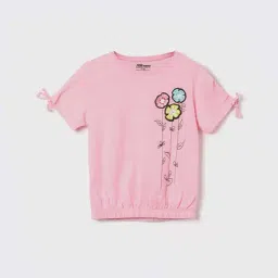 Fame Forever by Lifestyle Girls Pink Cotton Embroidery T Shirt-image-39