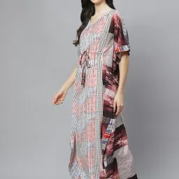 Cottinfab White Printed Kaftan Nighty image 3