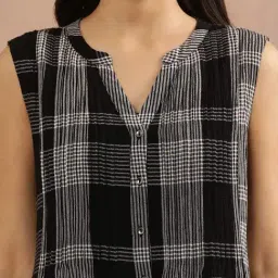 W Black Chequered A-Line Dress image 5