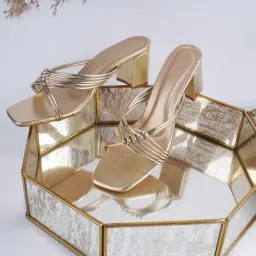 The White Pole Women's Golden Casual Sandals-picture-33