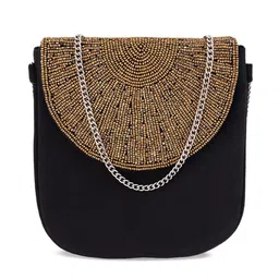 REZZY Gold-Toned & Black Embellished Clutch image 2