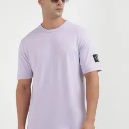 Calvin Klein Pastel Lilac Cotton Regular Fit Solid T-Shirt-picture-16