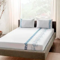 DDecor Floral White 180 TC Cotton King Bedsheet with 2 Pillow Covers-picture-18