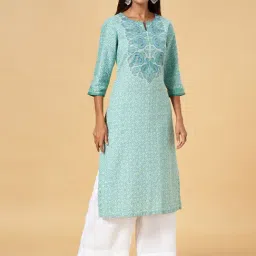 Rangmanch by Pantaloons Blue Cotton Printed Straight Kurta-picture-18