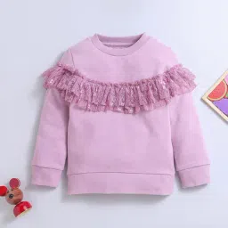 Nino Bambino Kids Lavender Lace Full Sleeves Sweatshirt-image-34
