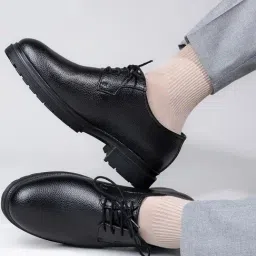 Styli Men's Black Derby Shoes-image-39