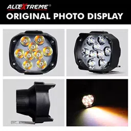 AllExtreme Imported 9 LED Fog Light Spot Beam Waterproof Heavy Duty Pod Driving Work Lamp For Motorcycle Bike Car and SUV (15W, White Light, 2 Pcs) (White + Amber, With Switch.) image 4