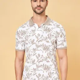 Byford By Pantaloons Beige Slim Fit Printed Polo T-Shirt-image-35