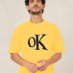 Styli Yellow Relaxed Fit Printed Oversized Crew T-Shirt-image-79