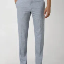 Van Heusen Grey Slim Fit Checks Trousers-picture-27